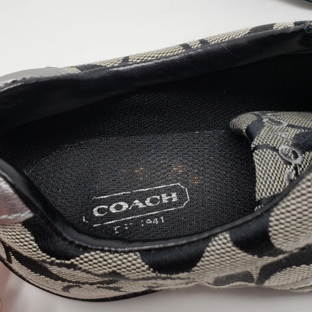 Coach Women's Sneakers Signature Jayme Black / Grey / Silver Size 6 M  Flaws
